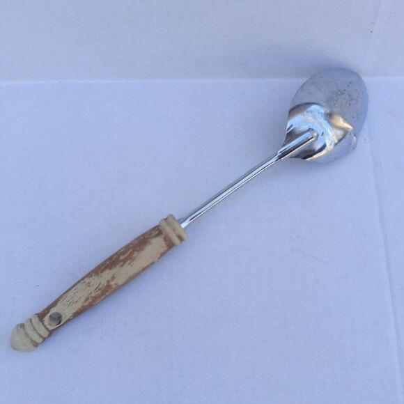 Vintage Ekco Measuring Serving Spoon-Pour Spout-Stainless Steel-Wood Handle- - Picture 2 of 7